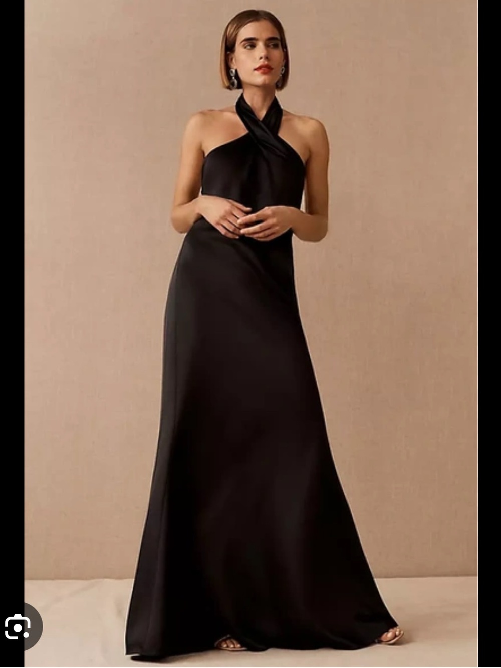 BHLDN Ruby Satin Charmeuse Dress in Black